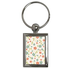 Abstract Vintage Flower Floral Pattern Key Chains (Rectangle) 