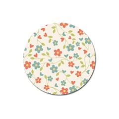 Abstract Vintage Flower Floral Pattern Magnet 3  (Round)