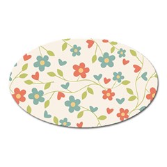 Abstract Vintage Flower Floral Pattern Oval Magnet