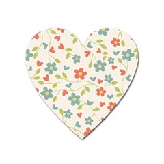 Abstract Vintage Flower Floral Pattern Heart Magnet