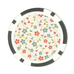 Abstract Vintage Flower Floral Pattern Poker Chip Card Guard