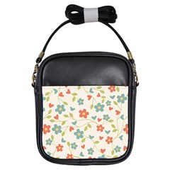 Abstract Vintage Flower Floral Pattern Girls Sling Bags