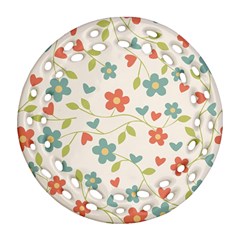 Abstract Vintage Flower Floral Pattern Ornament (Round Filigree)