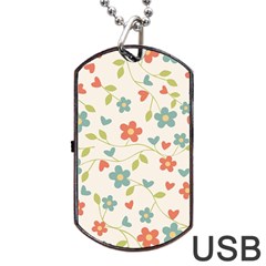 Abstract Vintage Flower Floral Pattern Dog Tag USB Flash (Two Sides)