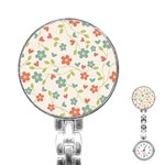 Abstract Vintage Flower Floral Pattern Stainless Steel Nurses Watch Front