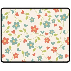 Abstract Vintage Flower Floral Pattern Double Sided Fleece Blanket (Medium) 