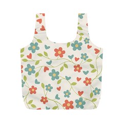 Abstract Vintage Flower Floral Pattern Full Print Recycle Bags (M) 