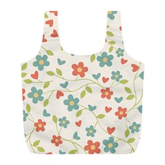 Abstract Vintage Flower Floral Pattern Full Print Recycle Bags (l) 