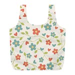 Abstract Vintage Flower Floral Pattern Full Print Recycle Bags (L)  Front