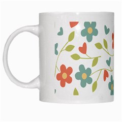 Abstract Vintage Flower Floral Pattern White Mugs by Amaryn4rt