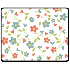 Abstract Vintage Flower Floral Pattern Fleece Blanket (medium)  by Amaryn4rt