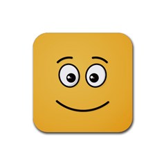 Smiling Face With Open Eyes Rubber Coaster (square)  by sifis