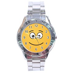 Smiling Face With Open Eyes Stainless Steel Analogue Watch by sifis