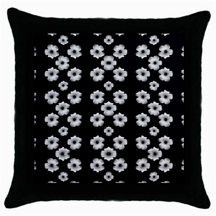 Dark Floral Throw Pillow Case (Black)