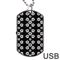 Dark Floral Dog Tag Usb Flash (one Side) by dflcprints