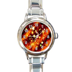 Background Pattern Lines Oval Round Italian Charm Watch