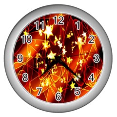 Background Pattern Lines Oval Wall Clocks (Silver) 