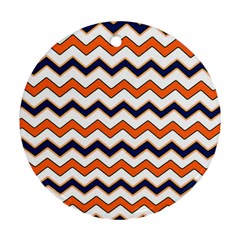 Chevron Party Pattern Stripes Round Ornament (two Sides) by Amaryn4rt