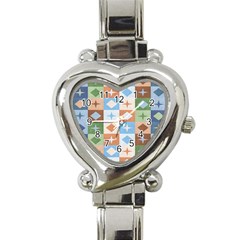 Fabric Textile Textures Cubes Heart Italian Charm Watch by Amaryn4rt