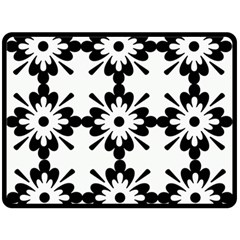 Floral Illustration Black And White Fleece Blanket (large)  by Amaryn4rt