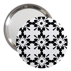 Floral Illustration Black And White 3  Handbag Mirrors by Amaryn4rt