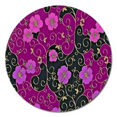 Floral Pattern Background Magnet 5  (round) by Amaryn4rt