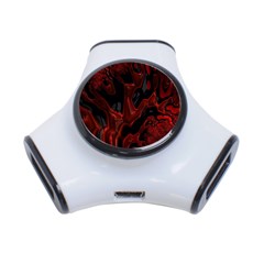 Fractal Red Black Glossy Pattern Decorative 3-port Usb Hub by Amaryn4rt