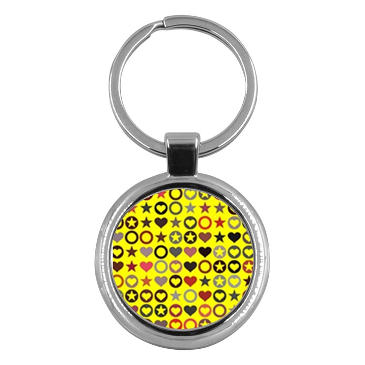 Heart Circle Star Seamless Pattern Key Chains (Round) 