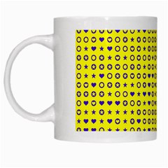 Heart Circle Star Seamless Pattern White Mugs by Amaryn4rt