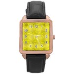 Heart Circle Star Seamless Pattern Rose Gold Leather Watch  Front