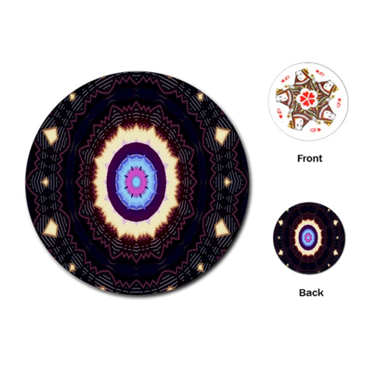 Mandala Art Design Pattern Ornament Flower Floral Playing Cards (Round) 