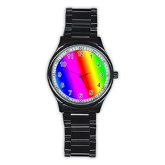 Multi Color Rainbow Background Stainless Steel Round Watch by Amaryn4rt