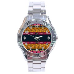 Pattern Ornaments Africa Safari Summer Graphic Stainless Steel Analogue Watch by Amaryn4rt