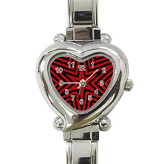 Star Red Kaleidoscope Pattern Heart Italian Charm Watch
