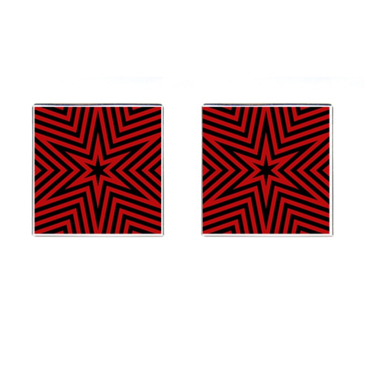 Star Red Kaleidoscope Pattern Cufflinks (Square)