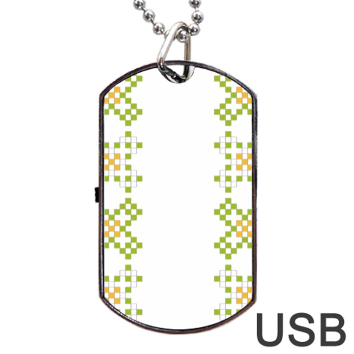 Vintage Pattern Background  Vector Seamless Dog Tag USB Flash (One Side)