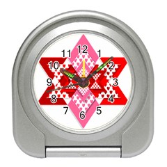 Valentine Heart Love Pattern Travel Alarm Clocks by Amaryn4rt