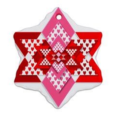 Valentine Heart Love Pattern Snowflake Ornament (two Sides) by Amaryn4rt