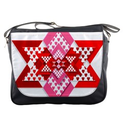 Valentine Heart Love Pattern Messenger Bags by Amaryn4rt