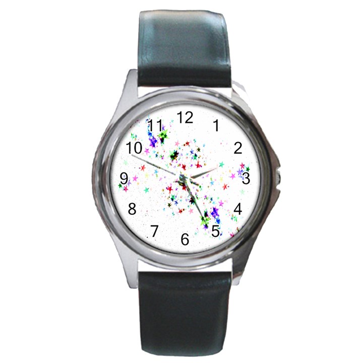 Star Structure Many Repetition Round Metal Watch