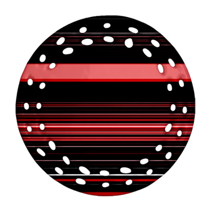 Abstract Of Red Horizontal Lines Ornament (Round Filigree)