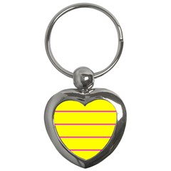 Background Image Horizontal Lines And Stripes Seamless Tileable Magenta Yellow Key Chains (heart)  by Amaryn4rt