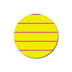 Background Image Horizontal Lines And Stripes Seamless Tileable Magenta Yellow Rubber Round Coaster (4 Pack)  by Amaryn4rt