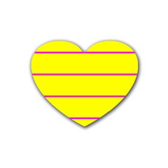 Background Image Horizontal Lines And Stripes Seamless Tileable Magenta Yellow Rubber Coaster (heart)  by Amaryn4rt