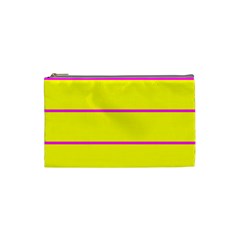 Background Image Horizontal Lines And Stripes Seamless Tileable Magenta Yellow Cosmetic Bag (small)  by Amaryn4rt