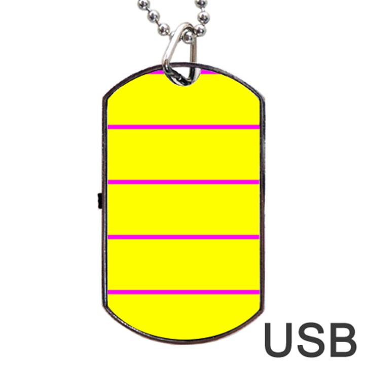 Background Image Horizontal Lines And Stripes Seamless Tileable Magenta Yellow Dog Tag USB Flash (One Side)