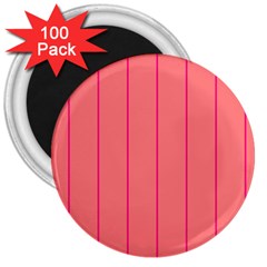 Background Image Vertical Lines And Stripes Seamless Tileable Deep Pink Salmon 3  Magnets (100 pack)