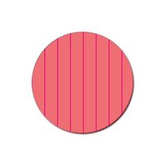 Background Image Vertical Lines And Stripes Seamless Tileable Deep Pink Salmon Rubber Round Coaster (4 pack) 