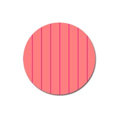 Background Image Vertical Lines And Stripes Seamless Tileable Deep Pink Salmon Magnet 3  (Round)