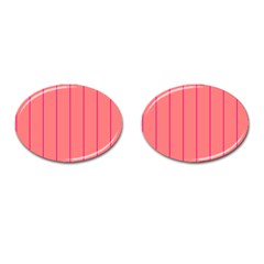 Background Image Vertical Lines And Stripes Seamless Tileable Deep Pink Salmon Cufflinks (Oval)